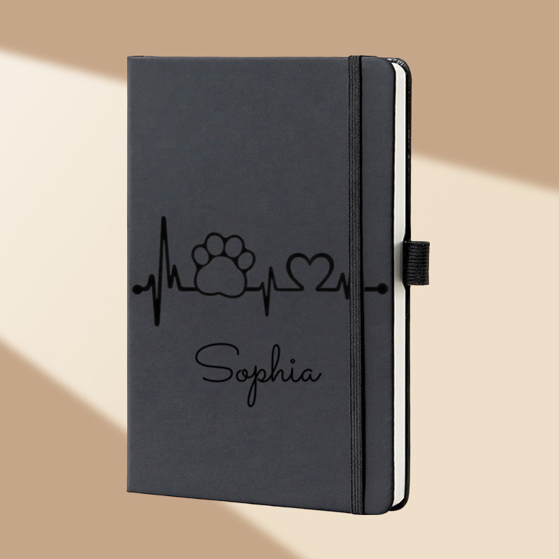 Leatherwork Journal - Custom Name Floral Monogram A5 Faux
