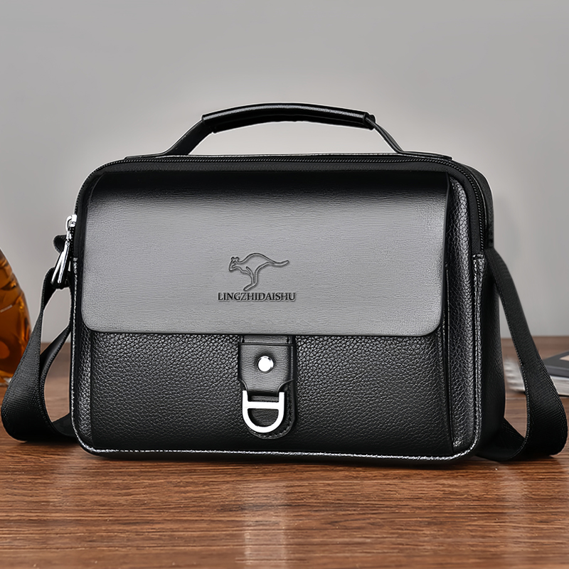 Leather Work Bag Men - Durable Wear-resistant Two-tone Business Bag Fashion