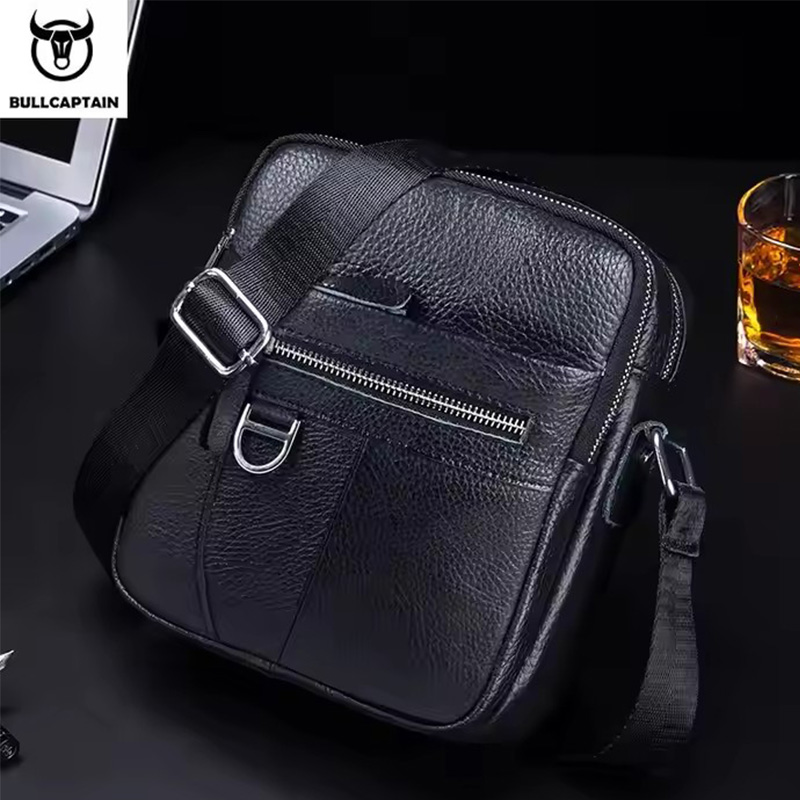 Leather Work Bag Men - BULLCAPTAIN Mens Leather Messenger Bag Retro
