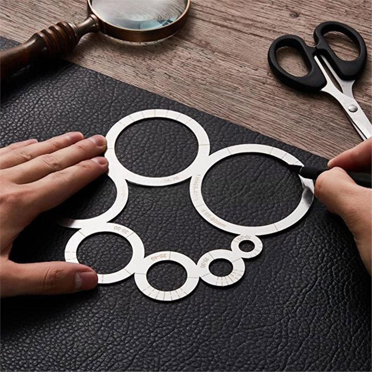 Leatherwork Ruler - Leatherworking Corner Cutting Ruler with Round