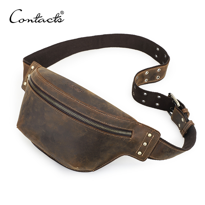 Leather Work Bag Men - CONTACT'S Genuine Leather Waist Bags Crazy