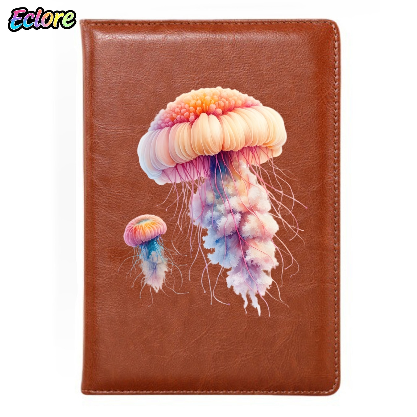 Leather Work Diary Covers - Colorful Jellyfish PU Leather Notebook with