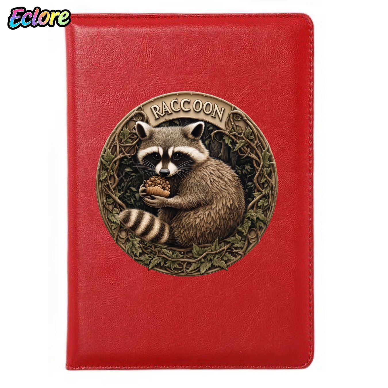 Leatherwork Journal - Vintage Leather Journal with Raccoon Illustration,