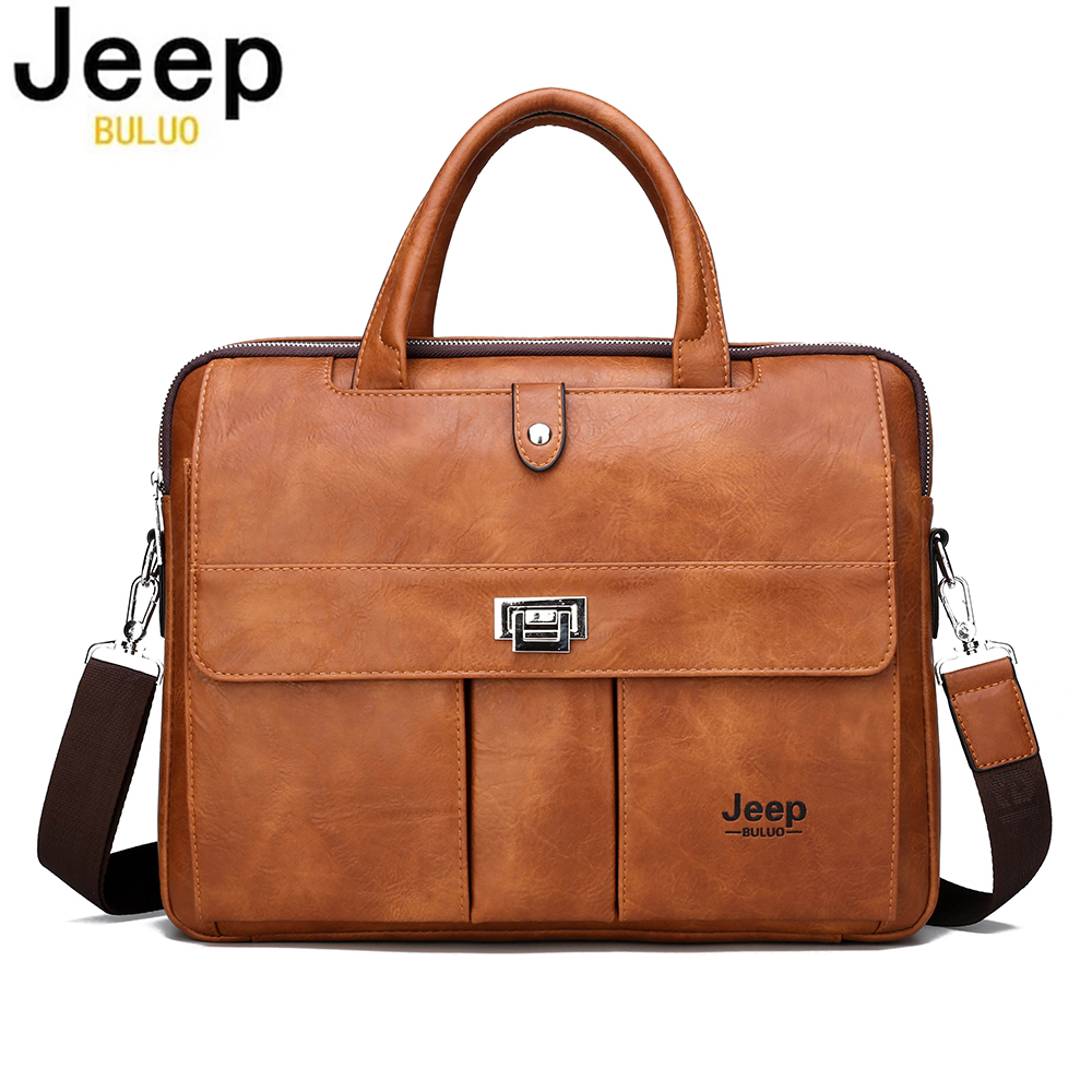 Leather Work Bag Men - Jeep Buluo Men's Leather Briefcase 14