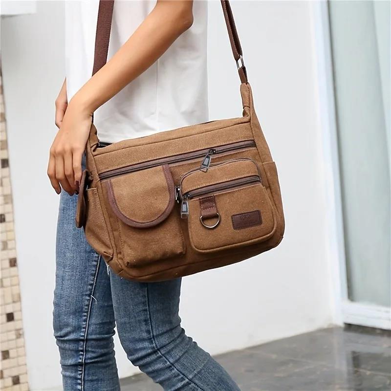 Leather Work Bag Men - New Shoulder Bag Multi-pocket Messenger Bag