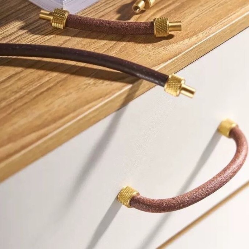 Brass + Leather Cabinet Pulls  - огляд і ціна Leatherwork Hardware