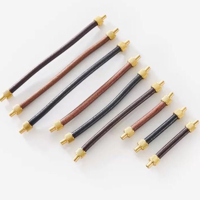 Brass + Leather Cabinet Pulls  - огляд і ціна Leatherwork Hardware