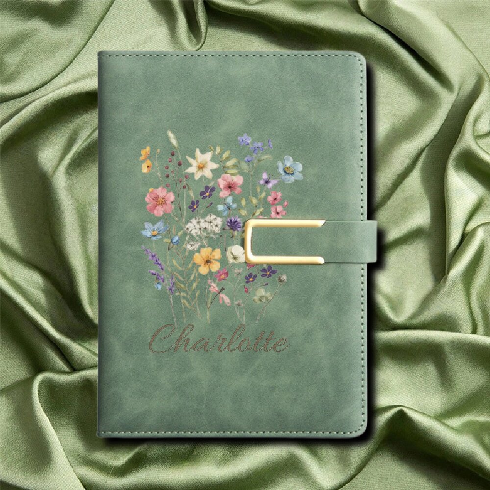 A5 Floral Monogram Custom Name - огляд і ціна Leather Work Notepad