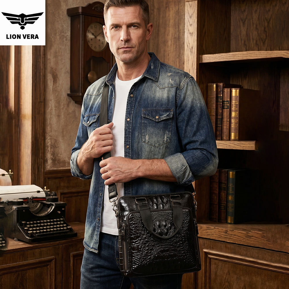LION VERA Men's Genuine Leathe - огляд і ціна Leather Work Bag Men