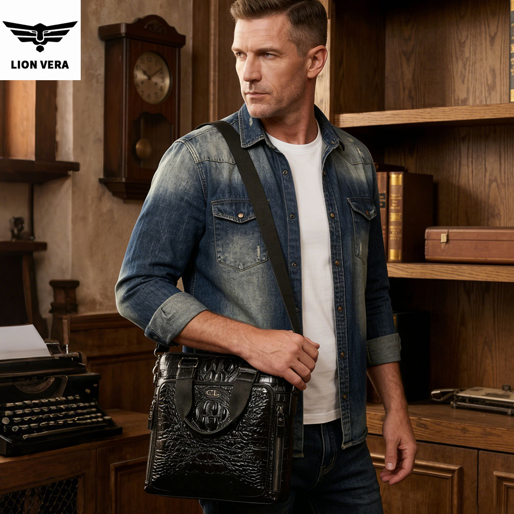 LION VERA Men's Genuine Leathe - огляд і ціна Leather Work Bag Men