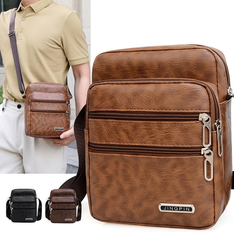 Men's PU Leather Crossbody Sho - огляд і ціна Leather Work Bag Men